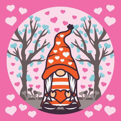 Valentine Gnome Shadow Box Background