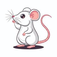 Cartoon mouse set. Grey furry rodent little rat with pink hairless tail walking or sitting isolated on white. illustration for pet, animal, wildlife concept vector