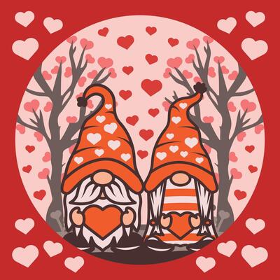 Valentine Gnome Shadow Box Background