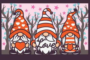 Valentine Gnome Shadow Box Background vector