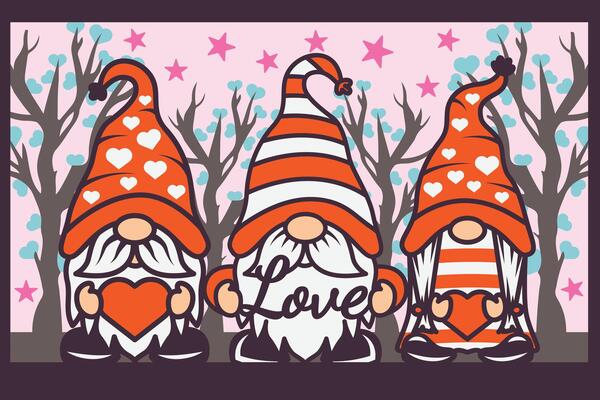 Valentine Gnome Shadow Box Background
