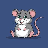 dibujos animados ratón colocar. gris peludo roedor pequeño rata con rosado sin pelo cola caminando o sentado aislado en blanco. ilustración para mascota, animal, fauna silvestre concepto vector