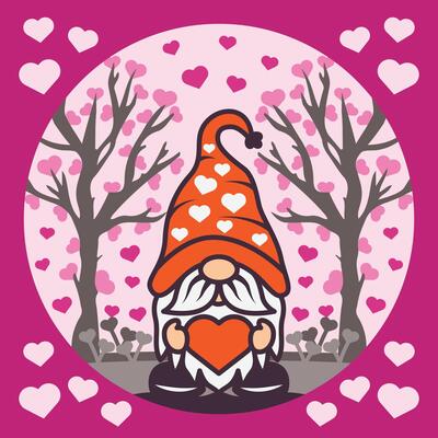 Valentine Gnome Shadow Box Background