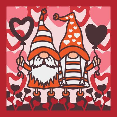Valentine Gnome Shadow Box Background