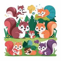 of cartoon squirrel illustration on white background vector