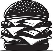 Burger silhouette illustration on white background. Burger logo vector