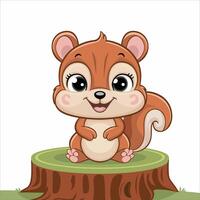 of cartoon squirrel illustration on white background vector