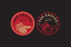 eagle head and warbonnet logo design for adventure and outdoor company business vector