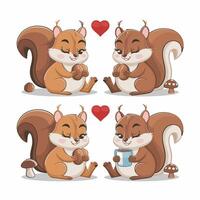 of cartoon squirrel illustration on white background vector