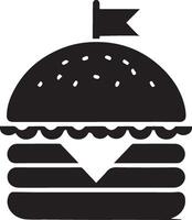 Burger silhouette illustration on white background. Burger logo vector