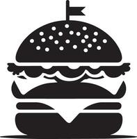 Burger silhouette illustration on white background. Burger logo vector