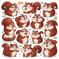of cartoon squirrel illustration on white background vector