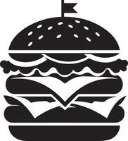 Burger silhouette illustration on white background. Burger logo vector