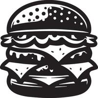 Burger silhouette illustration on white background. Burger logo vector