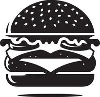 Burger silhouette illustration on white background. Burger logo vector