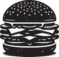 Burger silhouette illustration on white background. Burger logo vector