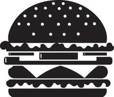 Burger silhouette illustration on white background. Burger logo vector