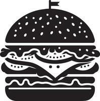 Burger silhouette illustration on white background. Burger logo vector