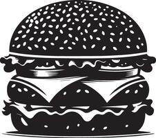 Burger silhouette illustration on white background. Burger logo vector