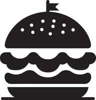Burger silhouette illustration on white background. Burger logo vector