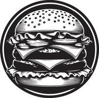 Burger silhouette illustration on white background. Burger logo vector