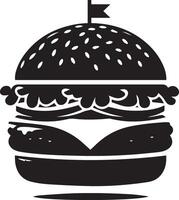 Burger silhouette illustration on white background. Burger logo vector