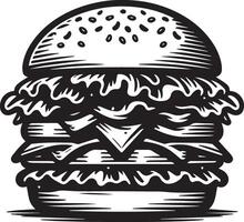 Burger silhouette illustration on white background. Burger logo vector