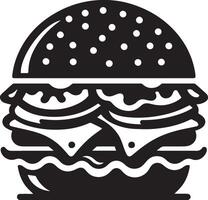 Burger silhouette illustration on white background. Burger logo vector