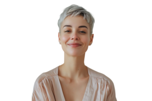 friendly person with gray hairstyle dressed on isolated transparent background png