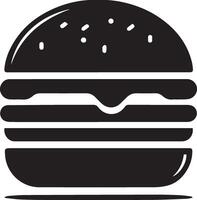 Burger silhouette illustration on white background. Burger logo vector