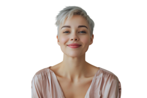 friendly person with gray hairstyle dressed on isolated transparent background png