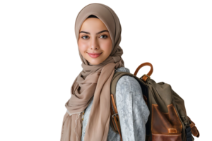 Pakistani girl dressed stylish clothes going to university on isolated transparent background png