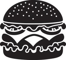 Burger silhouette illustration on white background. Burger logo vector