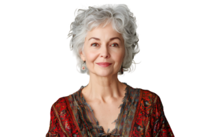 friendly person with gray hairstyle dressed on isolated transparent background png