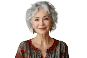 friendly person with gray hairstyle dressed on isolated transparent background png