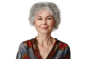 friendly person with gray hairstyle dressed on isolated transparent background png