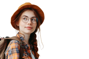 bonita fofa menina vestido à moda roupas indo para universidade em isolado transparente fundo png