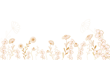 Luxury floral gold wallpaper. Elegant botanical pale pink wildflowers, grass decor background. Design illustration for decorative, wedding cards, home decor, packaging, print, cover, banner. png