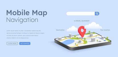 3d teléfono inteligente GPS mapa navegación ilustración vector
