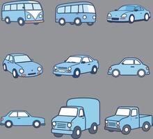 Simple Colored Cars, Buses, Trucks vector