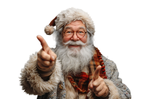 Portrait of stylish trendy funny Santa pointing at camera on transparent background png