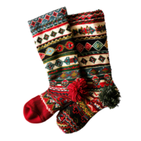 Christmas socks on isolated transparent background png