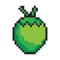 Green coconut fruit in pixel art style vector