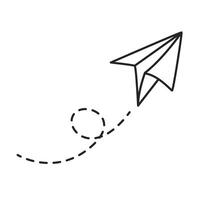 Paper plane with dotted line vector