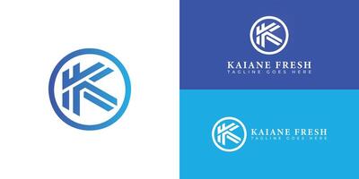 Abstract initial letter KF or FK logo in blue color isolated in white background applied for designer cocktail drink logo also suitable for the brands or companies have initial name KF or FK. vector