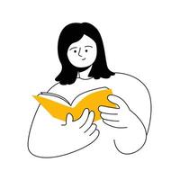Woman reading book vector