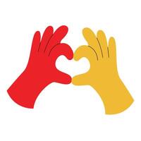 Hands fold the shape of a heart. Finger gesture vector