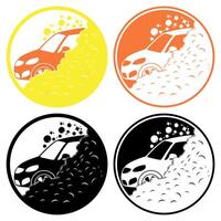 set soap bubbles foam washing automobile. car wash logo vector