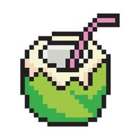 Coconut water in pixel art style vector