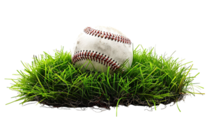 Baseball on grass on transparent background png